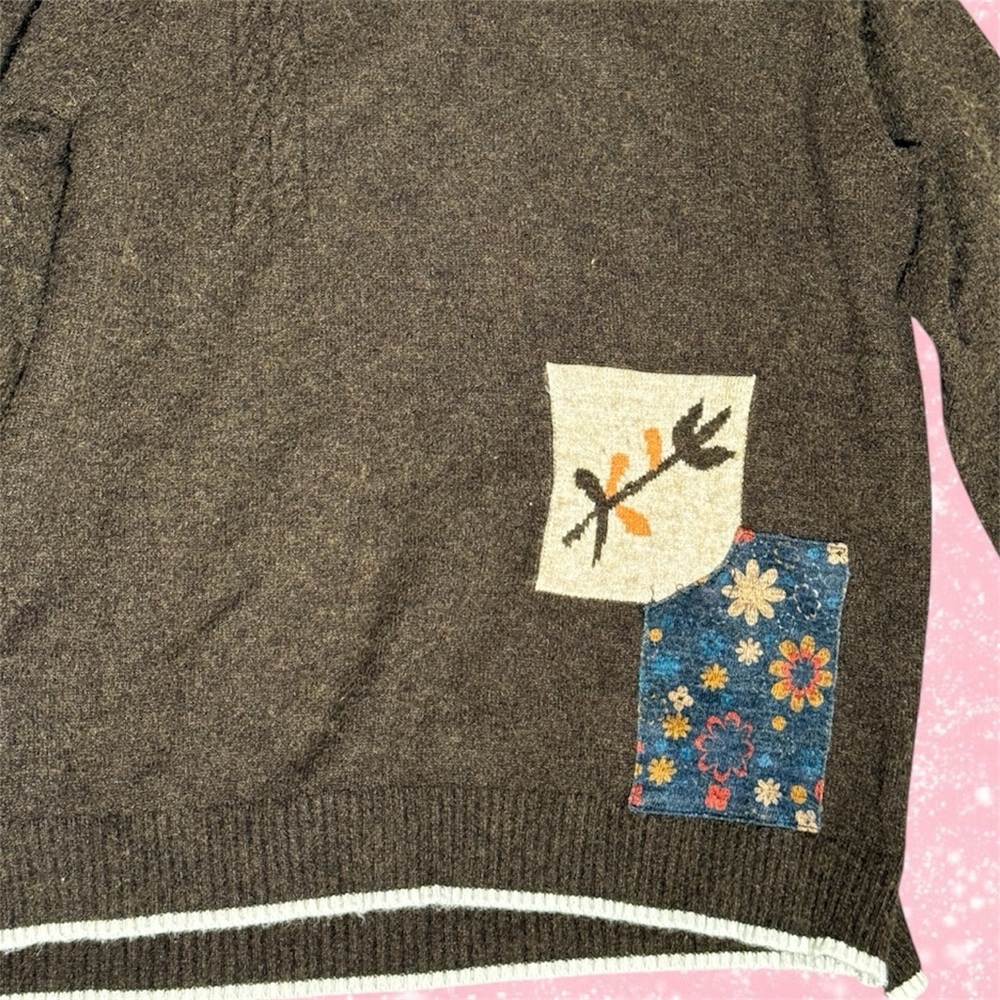 Patchwork Knit Turtleneck Sweater - image 4